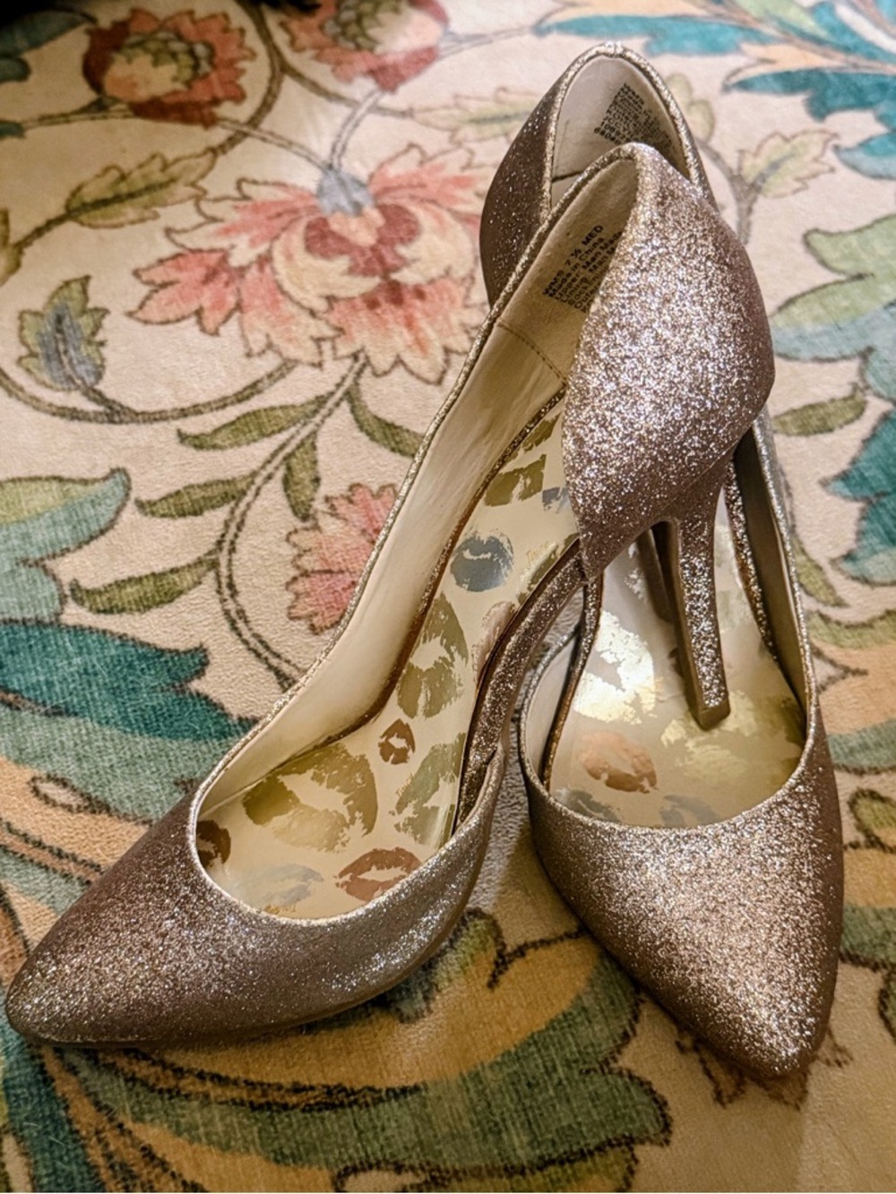 Juicy Couture  Stiletto Glitter Soft  Gold Heels Size 7 1/2M